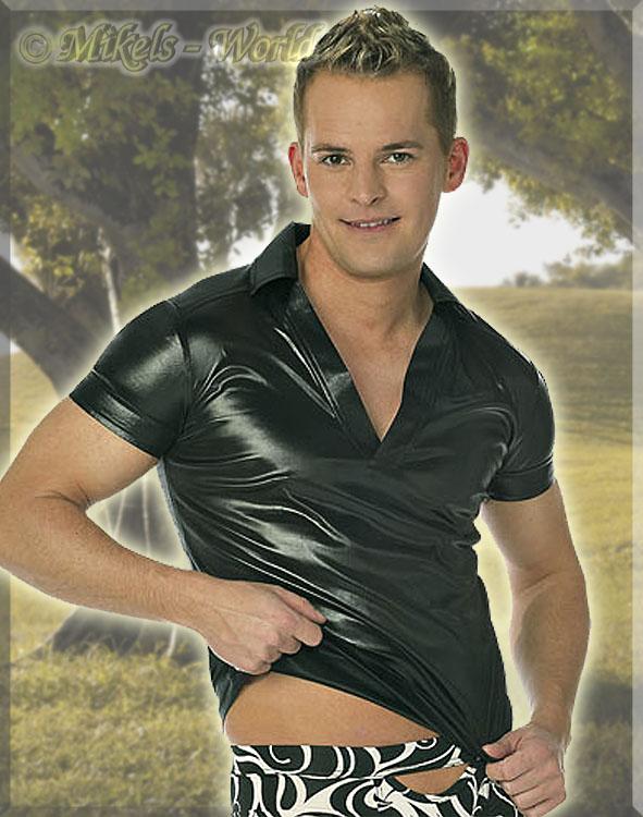 Scharfes enges Glanz Wetlook Shirt / Top schwarz - Gr. XXL