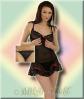 Frivoles Powernetz Kleid & String schwarz-rot - Gr. 75B/S