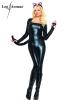 Leg Avenue - Hautenger r�ckenfreier Wetlook Overall / Catsuit schwarz - Gr. S