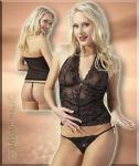 Effekt Spitze Strass Top & String schwarz