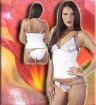 Glitzer Top & Slip wei�-lila-silber