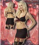 Sexy Nadelstreifen-Set: BH & Straps-Mini-Rock