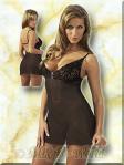 Samt Flockprint Strass Neglig� schwarz