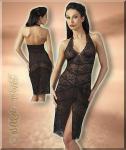 Effekt Spitze Strass Neglige Kleid schwarz