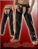 Herren Leder Chaps mit String schwarz