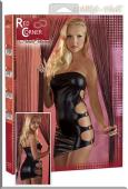 Asymmetrisches Wetlook Party-Minikleid schwarz