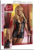 Glanz Party-Minikleid mit Ringen & String schwarz