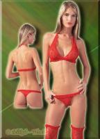 hier klicken f&uuml;r eine vergr&ouml;sserte Darstellung von Herzchen-Set: BH & String & Str�mpfe rot - Gr. S-L