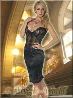 hier klicken f&uuml;r eine vergr&ouml;sserte Darstellung von Luxus Glanz Satin Kleid / Neglig� schwarz-lila