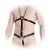 Ledapol - Leder Riemen Body - Harness mit Ketten schwarz - Gr. L