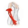 Ledapol - Lange glnzende Lack Handschuhe mit Umschlag rot - Gr. L