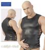 Top / Shirt in Wetlook Optik mit seitlicher Schnrung schwarz  - Gr. XXL