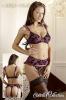 Powernetz BH-Straps Set mit String aus Samt-Flockprint beere-schwarz - Gr. 80B/M