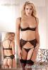 Spitzen Ouvert-Set: Hebe BH, String, Strapsg�rtel schwarz - Gr. 85B/L