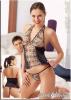 Tattoo Stickerei Top & String schwarz-haut - Gr. S