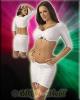 Edles Bolero Top & Raff-Mini-Rock wei mit Gold-Print - Gr. M