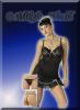 Mini Neglig Kleid & String schwarz-mint - Gr. 75B/S