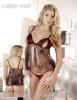 Aufreizendes Tll-Satin Babydoll & String ouvert schwarz-rot - Gr. S