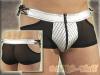 Lack Schnr Pants / Shorts silber-schwarz - Gr. S