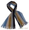Herren Strickschal mit Fransen gestreift schwarz-braun-grau-blau