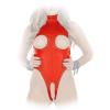Ledapol - Extravaganter Echt Leder Body ouvert mit Nieten rot - Gr. S