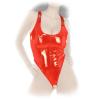 Ledapol - Heier Lack Body ouvert mit Schrittriemen und Zip rot - Gr. S