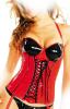 Ledapol - Extravagante Glanz-Lack Straps Schnr Corsage / Korsett rot-schwarz - Gr. L