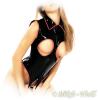 Ledapol - Stylischer Lack Body ouvert mit Zip und Kragen schwarz-rot - Gr. L