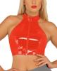 Ledapol - Glnzendes Lack Neckholder Bustier / Top mit Zip rot - Gr. S