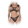 Ledapol - Atemberaubendes Latex Netz Bustier & String Set schwarz - Gr. S