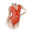 Ledapol - Latex Netz Body V-Ausschnitt mit breiten Trgern rot - Gr. S