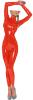 Ledapol - Hautenger langrmeliger Latex Overall mit Zip rot - Gr. L