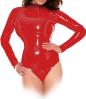 Ledapol - Hautenger Latex Langarm Stehkragen Body mit Zip rot - Gr. 3XL