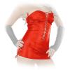 Ledapol - Rckenfreies Echt Leder Schnr Minikleid mit Zip rot - Gr. S