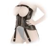 Ledapol - Echt Leder Harness Schnr Straps Corsage ouvert schwarz - Gr. S