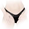 Ledapol - Extravaganter Echt Leder Nieten Rio-String ouvert schwarz - Gr. S