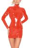 Insistline - Datex Langarm Stehkragen Minikleid mit Zip rot - Gr. L