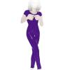 Insistline - Aufregender Datex Kurzarm Overall mit Zip lila - Gr. S
