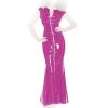Insistline - Bodenlanges enges Datex Volant-Kleid mit Zip pink - Gr. S