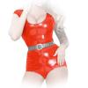 Insistline - Hautenger Datex Kurzarm Body mit 3-Wege-Zip rot - Gr. L