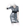 Insistline - Enganliegendes Datex Military Kleid mit Zip grau-schwarz - Gr. S