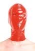 Anita Berg - Latex Zip-Kopfmaske mit Perforationen rot - Gr. L