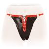 Anita Berg - Extravaganter Latex String mit Schnrung schwarz-rot - Gr. S