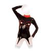 Anita Berg - Scharfer Latex Strapshemd-Body ouvert schwarz-rot - Gr. S