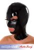 Anita Berg - Enge Latex Kopfmaske mit Ohr-Perforation schwarz - Gr. L