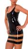 Anita Berg - Zweifarbiges enges Latex Trger Zip-Minikleid schwarz-transparent - Gr. S