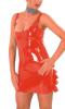 Anita Berg - Enges Latex Cocktail Minikleid mit Rschen rot - Gr. S