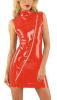 Anita Berg - Sexy Latex Stehkragen Minikleid mit Front-Zip rot - Gr. S