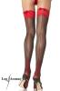 Leg Avenue - Halterlose Naht Strmpfe mit Cuban Heel Ferse schwarz-rot - Gr. S-L