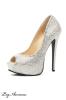 Leg Avenue - Glitzernde Glamour Seiden Peep Toes Pumps silber - Gr. 40